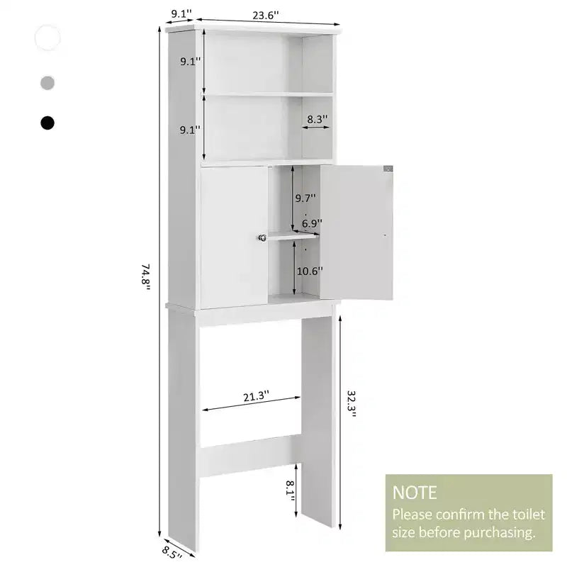 Étagères de rangement au-dessus des toilettes