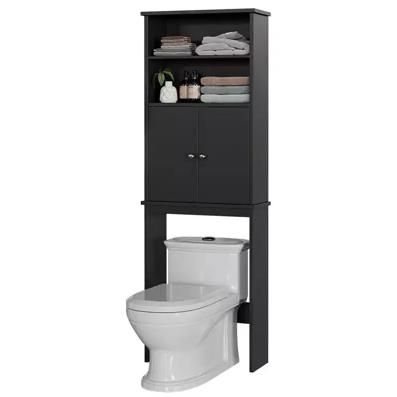 Étagères de rangement au-dessus des toilettes