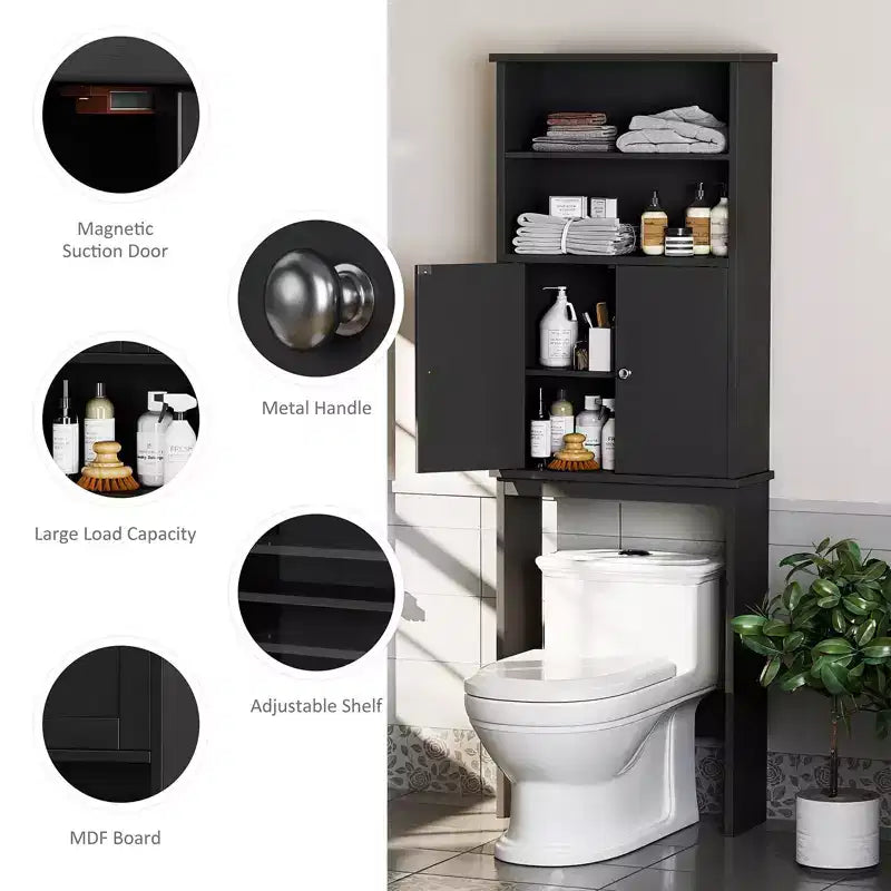 Étagères de rangement au-dessus des toilettes