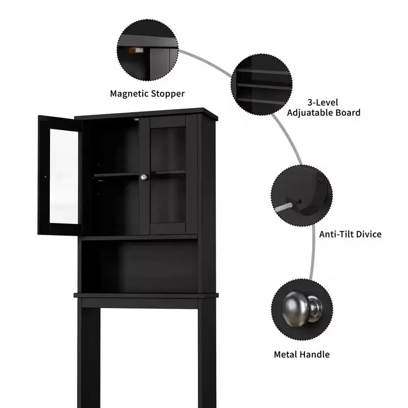Portes en verre trempé et étagère réglable