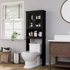 Celebalcony Over The Toilet Shelves with Double Tempered Glass Doors and Adjustable Shelf