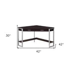 Bureau d'angle informatique taupe et argent 42