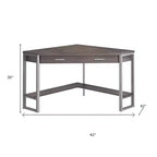 Bureau d'angle informatique taupe et argent 42
