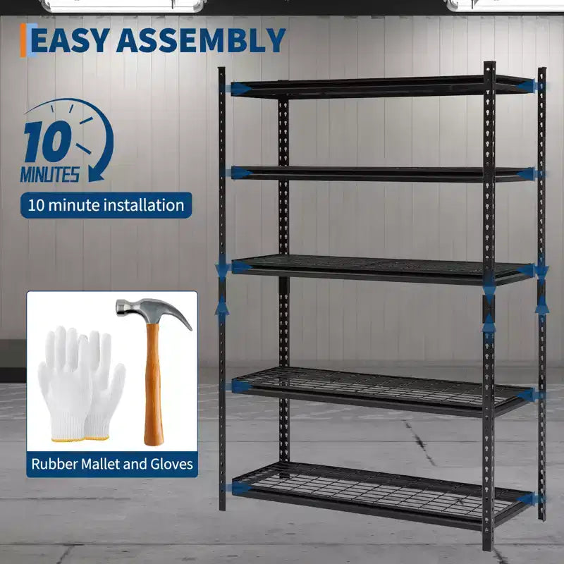 COZONY Étagères de Rangement Robustes 5 Niveaux Réglables Capacité 998 kg Montage sans Boulons pour Garage Entrepôt Sous-sol