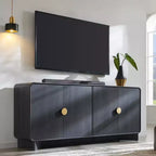 Meuble TV moderne de 70 po, centre de divertissement pour téléviseurs jusqu'à 80 po, console multimédia avec étagères réglables et grand espace de rangement