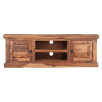 vidaXL Meuble TV marron clair en bois de Sesham massif 120 x 30 x 40 cm