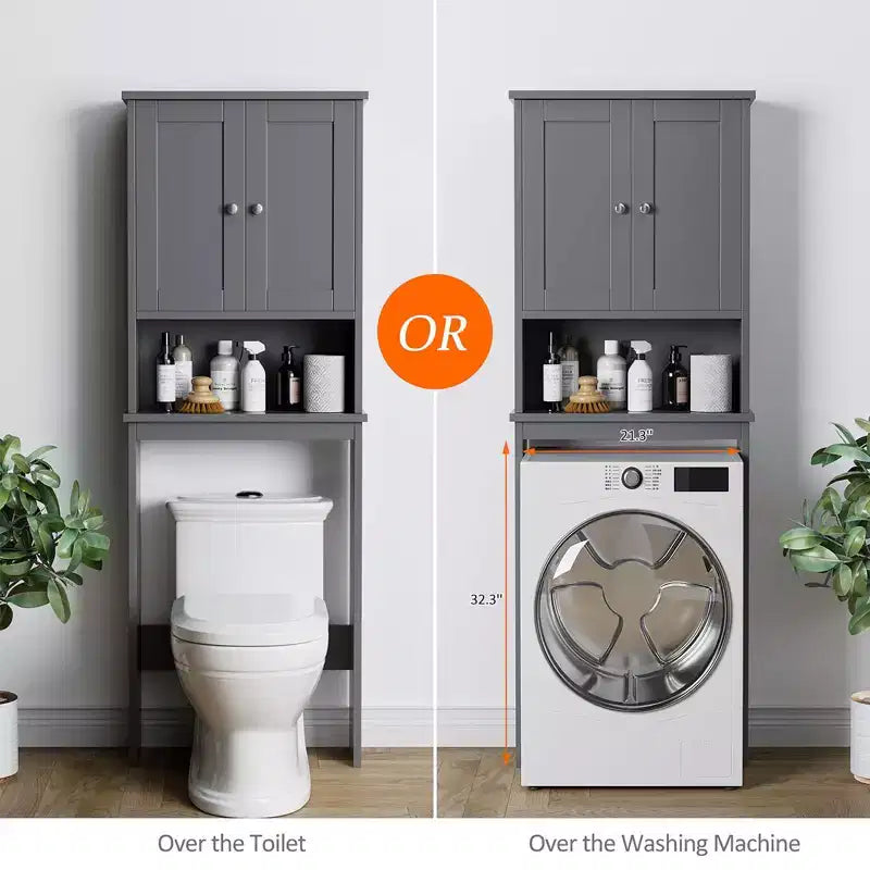 Meuble de rangement sur pied au-dessus des toilettes, organisateur d'étagères de salle de bain avec dispositif anti-basculement, petite étagère autoportante peu encombrante avec étagère réglable