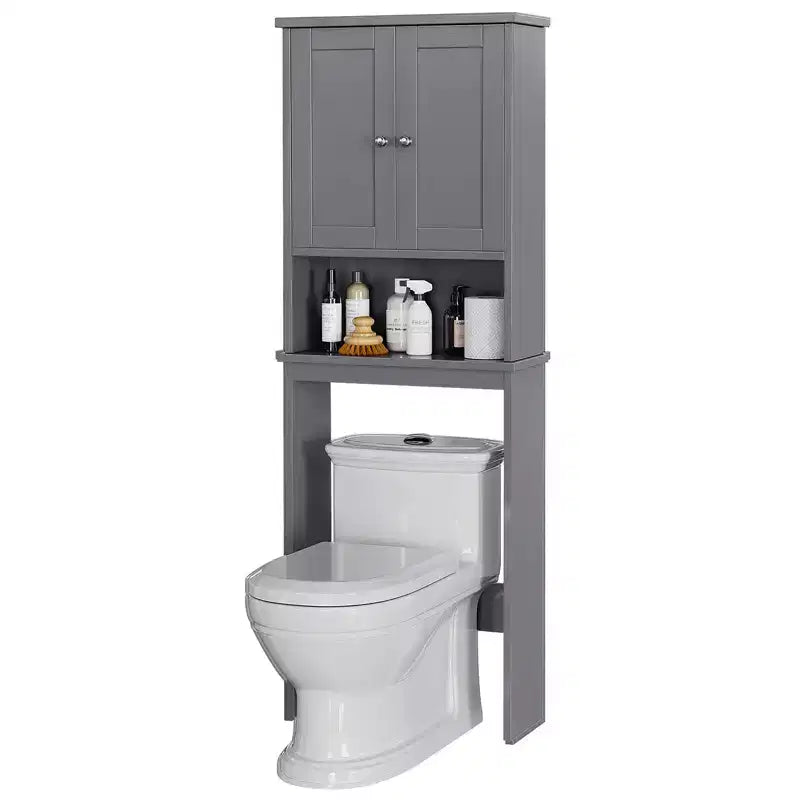 Meuble de rangement sur pied au-dessus des toilettes, organisateur d'étagères de salle de bain avec dispositif anti-basculement, petite étagère autoportante peu encombrante avec étagère réglable