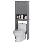 Meuble de rangement sur pied au-dessus des toilettes, organisateur d'étagères de salle de bain avec dispositif anti-basculement, petite étagère autoportante peu encombrante avec étagère réglable