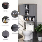 Meuble de rangement sur pied au-dessus des toilettes, organisateur d'étagères de salle de bain avec dispositif anti-basculement, petite étagère autoportante peu encombrante avec étagère réglable