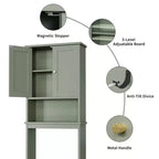 Meuble de rangement sur pied au-dessus des toilettes, organisateur d'étagères de salle de bain avec dispositif anti-basculement, petite étagère autoportante peu encombrante avec étagère réglable