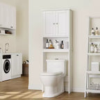 Meuble de rangement sur pied au-dessus des toilettes, organisateur d'étagères de salle de bain avec dispositif anti-basculement, petite étagère autoportante peu encombrante avec étagère réglable