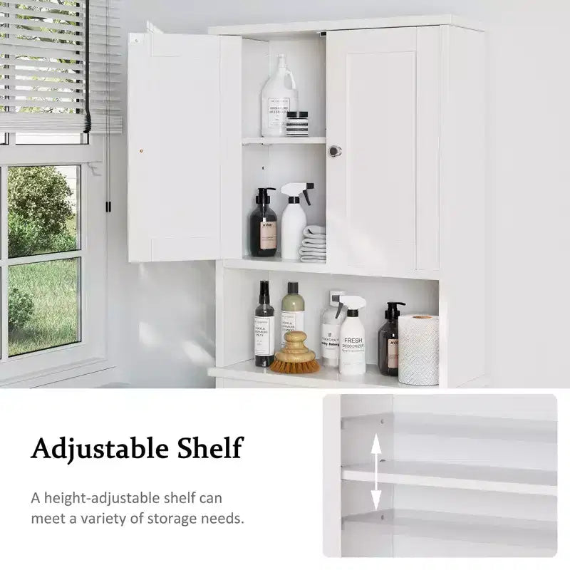 Meuble de rangement sur pied au-dessus des toilettes, organisateur d'étagères de salle de bain avec dispositif anti-basculement, petite étagère autoportante peu encombrante avec étagère réglable