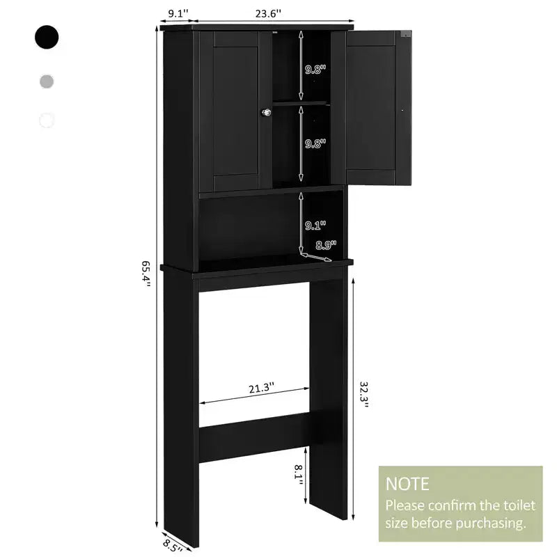 Meuble de rangement sur pied au-dessus des toilettes, organisateur d'étagères de salle de bain avec dispositif anti-basculement, petite étagère autoportante peu encombrante avec étagère réglable