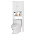 Meuble de rangement sur pied au-dessus des toilettes, organisateur d'étagères de salle de bain avec dispositif anti-basculement, petite étagère autoportante peu encombrante avec étagère réglable