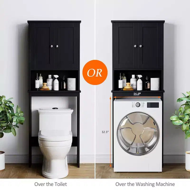 Meuble de rangement sur pied au-dessus des toilettes, organisateur d'étagères de salle de bain avec dispositif anti-basculement, petite étagère autoportante peu encombrante avec étagère réglable
