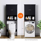 Meuble de rangement sur pied au-dessus des toilettes, organisateur d'étagères de salle de bain avec dispositif anti-basculement, petite étagère autoportante peu encombrante avec étagère réglable