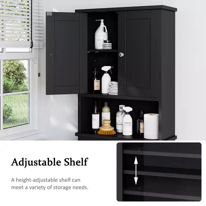Meuble de rangement sur pied au-dessus des toilettes, organisateur d'étagères de salle de bain avec dispositif anti-basculement, petite étagère autoportante peu encombrante avec étagère réglable