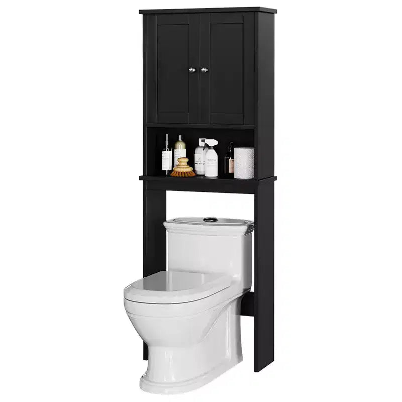 Meuble de rangement sur pied au-dessus des toilettes, organisateur d'étagères de salle de bain avec dispositif anti-basculement, petite étagère autoportante peu encombrante avec étagère réglable