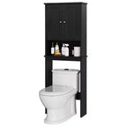 Meuble de rangement sur pied au-dessus des toilettes, organisateur d'étagères de salle de bain avec dispositif anti-basculement, petite étagère autoportante peu encombrante avec étagère réglable