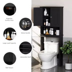 Meuble de rangement sur pied au-dessus des toilettes, organisateur d'étagères de salle de bain avec dispositif anti-basculement, petite étagère autoportante peu encombrante avec étagère réglable