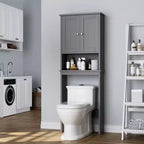 Meuble de rangement sur pied au-dessus des toilettes, organisateur d'étagères de salle de bain avec dispositif anti-basculement, petite étagère autoportante peu encombrante avec étagère réglable