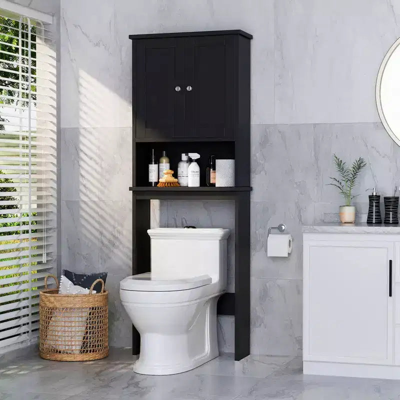 Celebalcony Over The Toilet Storage Cabinet, Bathroom Shelf Organizer with Anti-Tip Device Small Freestanding Space Saver with Adjustable Shelf