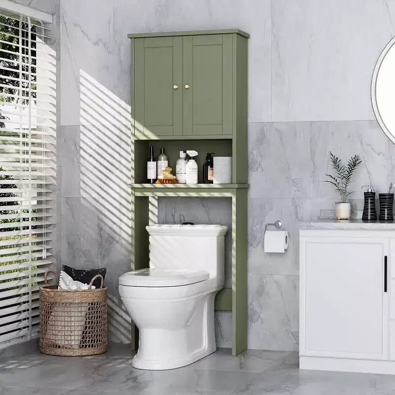 Meuble de rangement sur pied au-dessus des toilettes, organisateur d'étagères de salle de bain avec dispositif anti-basculement, petite étagère autoportante peu encombrante avec étagère réglable