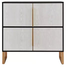 Meuble de rangement à quatre portes de 106,7 cm avec poignées de base en métal, adapté aux cuisines, salles à manger et salons.