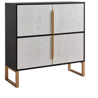 Meuble de rangement à quatre portes de 106,7 cm avec poignées de base en métal, adapté aux cuisines, salles à manger et salons.