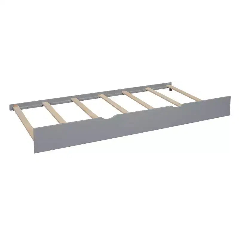 Lit de maison Whisen en bois pour enfant, taille double, design moderne avec lit gigogne et étagère de rangement