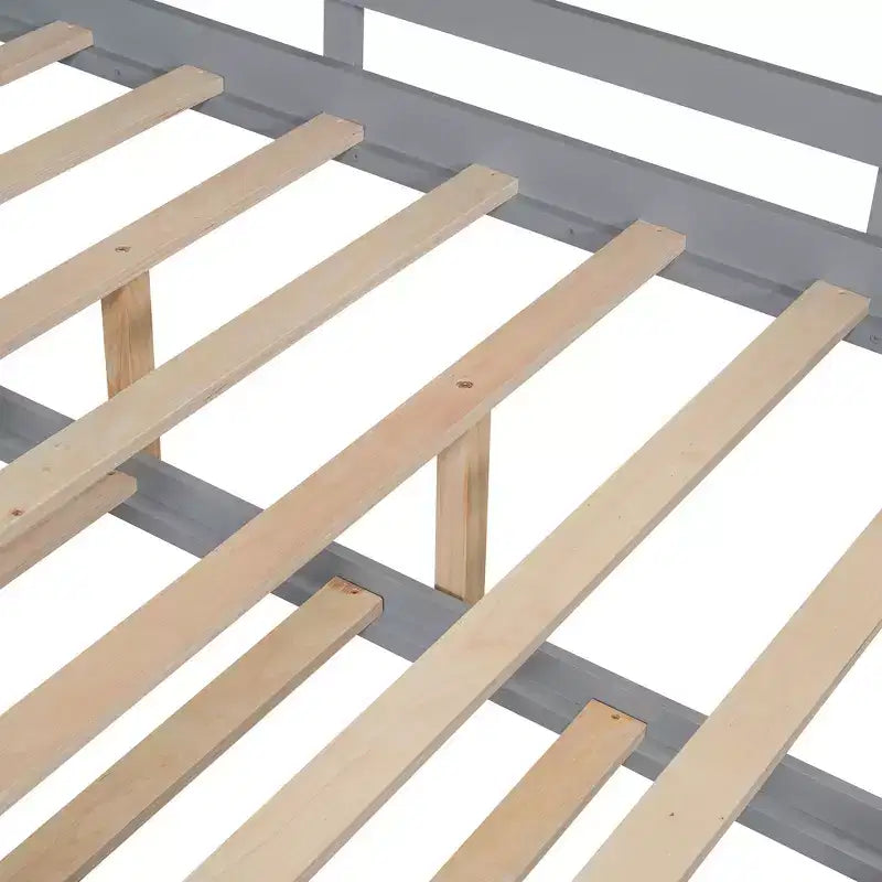 Lit de maison Whisen en bois pour enfant, taille double, design moderne avec lit gigogne et étagère de rangement