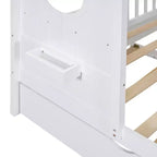 Lit de maison Whisen en bois pour enfant, taille double, design moderne avec lit gigogne et étagère de rangement