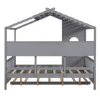 Lit de maison Whisen en bois pour enfant, taille double, design moderne avec lit gigogne et étagère de rangement