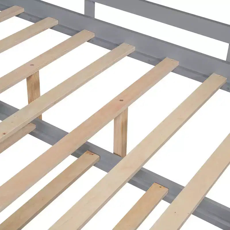 Lit de maison Whisen en bois pour enfant, taille double, design moderne avec lit gigogne et étagère de rangement