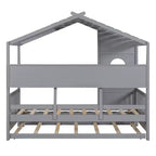 Lit de maison Whisen en bois pour enfant, taille double, design moderne avec lit gigogne et étagère de rangement