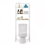 Meuble de rangement de salle de bain à 3 niveaux à poser au-dessus des toilettes, blanc