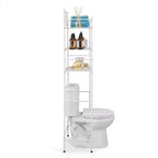 Meuble de rangement de salle de bain à 3 niveaux à poser au-dessus des toilettes, blanc