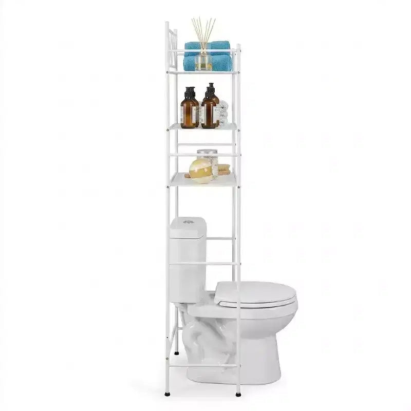 Meuble de rangement de salle de bain à 3 niveaux à poser au-dessus des toilettes, blanc