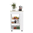 Okak Îlot de Cuisine Moderne avec Rangement, Chariot de Cuisine avec 1 Tiroir et 2 Étagères Ouvertes, Îlot de Cuisine sur Roues pour Cuisine, Salle à Manger
