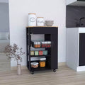 Okak Modern Kitchen Island With Storage, Kitchen Cart with 1 Drawer and 2 Open Shelves, Kitchen Island On Wheels for Kitchen, Dining Room