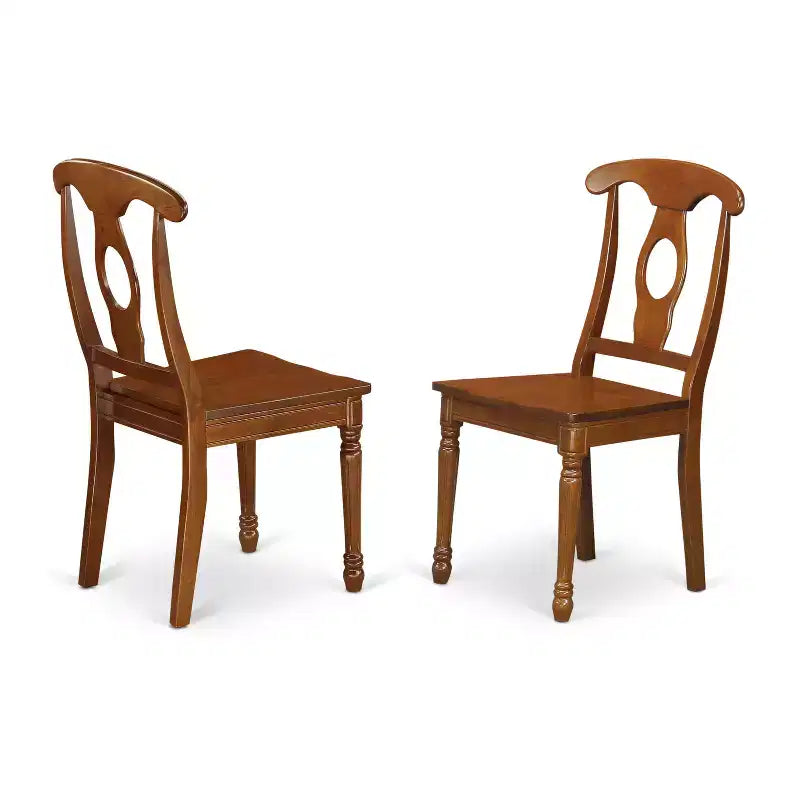 Table à manger HomeStock carrée 5 pièces avec plateau en bois massif et 4 chaises, finition marron selle