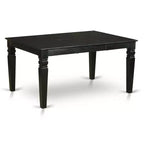 HomeStock Table de salle à manger rectangulaire 5 pièces à plateau en bois massif de finition noire avec 4 chaises Parson et rallonge papillon
