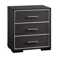 Royal Hampton Style Three Drawers Wooden Nightstand with Bar Handles, Dark Gray