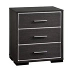 Royal Hampton Style Three Drawers Wooden Nightstand with Bar Handles, Dark Gray