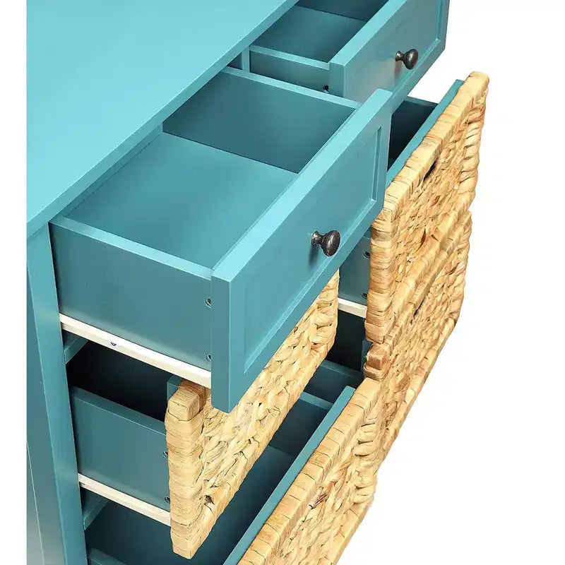 Console Royal Hampton avec 6 tiroirs, bleue