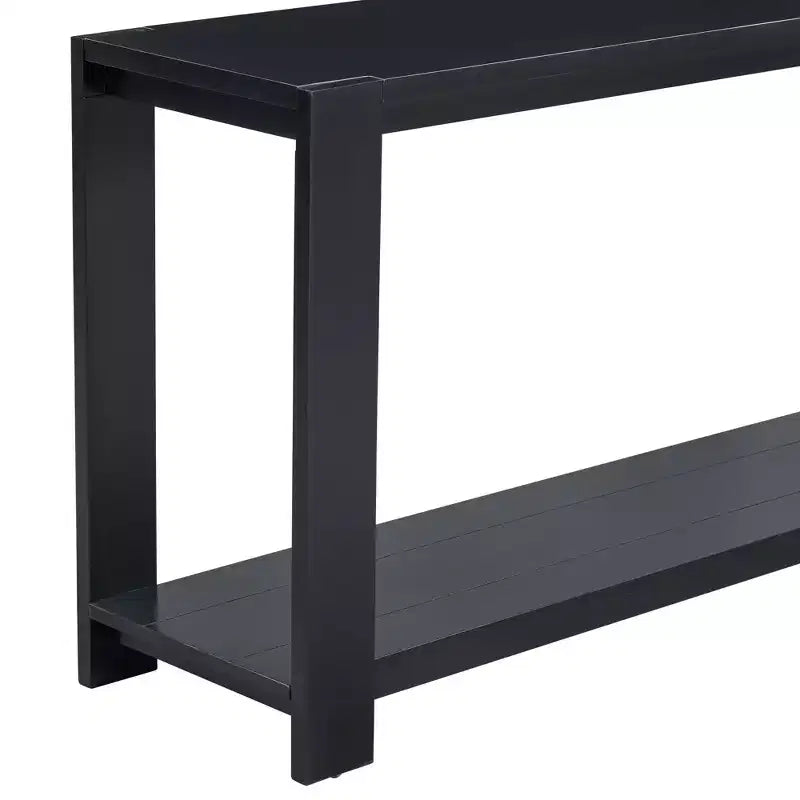 Console en bois avec étagère inférieure, table d'entrée minimaliste contemporaine pour couloir et salon, 152 cm, noire, noire