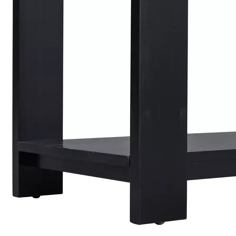 Console en bois avec étagère inférieure, table d'entrée minimaliste contemporaine pour couloir et salon, 152 cm, noire, noire
