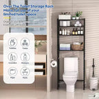 Étagère de rangement 4 niveaux au-dessus des toilettes, organisateur de salle de bain, meuble à étagères noir, hauteur réglable, autoportant, peu encombrant