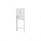 Over Toilet Cabinet Double Door Bathroom Storage Organizer White Toilet Rack with Adjustable Inner Shelf Open Storage Shelf